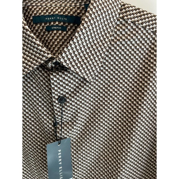 Perry Ellis Men's Multi-Dot Geometric Print Long Sleeve Shirt L - Picture 2 of 10